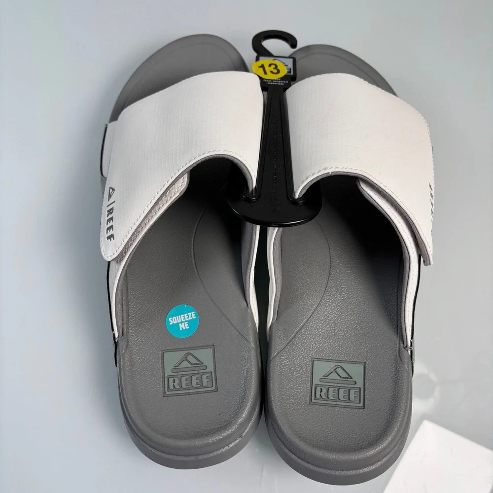 Reef Mens 13 Grey Swell Cruiser Slide New Bottle Opener Nitrogen Infused Sandals